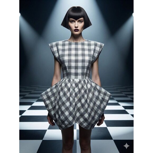 Mr. Larkin Dresses & Skirts - Mr Larkin Whitney Dress Gingham Check Tulip Structural Open Back Cotton XS S